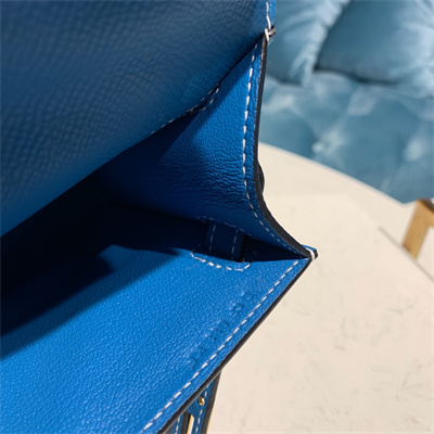 Kelly Pochette Bag Epsom Leather Gold/Silver hardware In Bley Jean Color HS