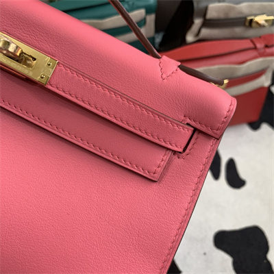 Kelly Pochette Bag Swift Leather Gold/Silver hardware In Rose Lipsur Color HS