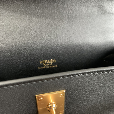 Kelly Pochette Bag Swift Leather Gold/Silver hardware In Black Color HS