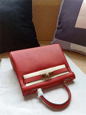 Kelly Retourne Bag Calfskin Leather 25/28CM Gold/Silver Hardware In Red Color