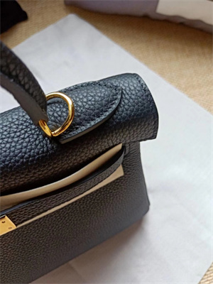 Kelly Retourne Bag Calfskin Leather 25/28CM Gold/Silver Hardware In Black Color