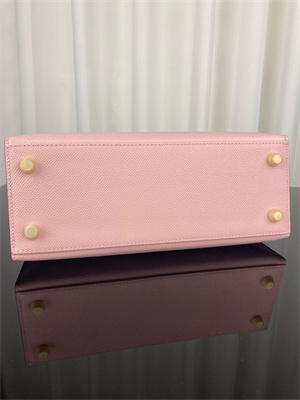 Kelly Sellier Bag Epsom Leather 25/28CM Gold/Silver Hardware In Rose Sakura Color HS