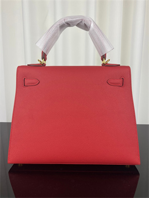 Kelly Sellier Bag Epsom Leather 25/28CM Gold/Silver Hardware In Red Color HS