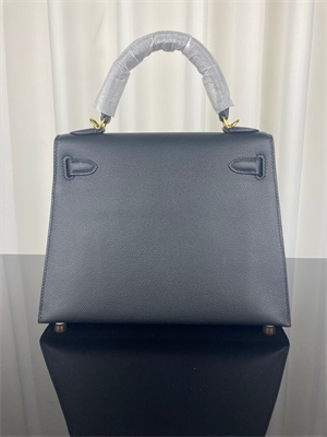 Kelly Sellier Bag Epsom Leather 25/28CM Gold/Silver Hardware In Black Color HS