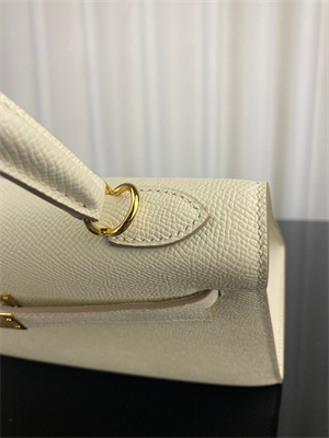 Kelly Sellier Bag Epsom Leather 25/28CM Gold/Silver Hardware In Craie Color HS