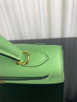 Kelly Sellier Bag Epsom Leather 25/28CM Gold/Silver Hardware In Vert Criquet Color HS