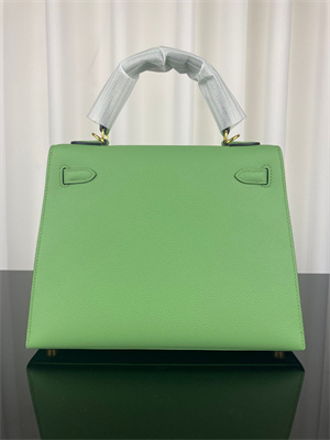 Kelly Sellier Bag Epsom Leather 25/28CM Gold/Silver Hardware In Vert Criquet Color HS