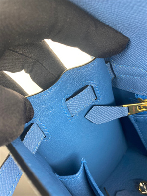 Kelly Sellier Bag Epsom Leather 25/28CM Gold/Silver Hardware In Bleu Zanzibar Color HS