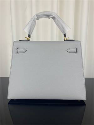 Kelly Sellier Bag Epsom Leather 25/28CM Gold/Silver Hardware In Blue Brume Color HS