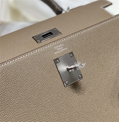 Kelly Sellier Bag Epsom Leather 25/28CM Gold/Silver Hardware In Etoupe Color