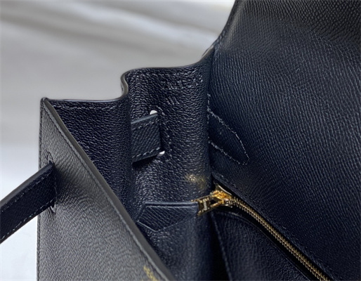 Kelly Sellier Bag Epsom Leather 25/28CM Gold/Silver Hardware In Black Color