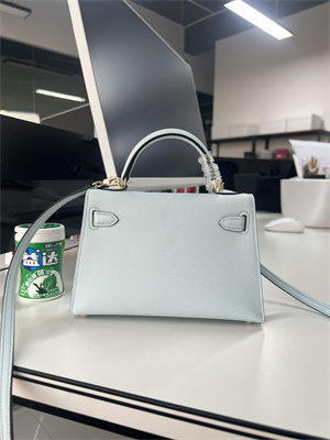 Kelly Mini II Bag Epsom Leather Gold/Silver Hardware In Blue Brume Color HS