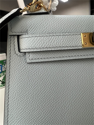 Kelly Mini II Bag Epsom Leather Gold/Silver Hardware In Blue Brume Color HS