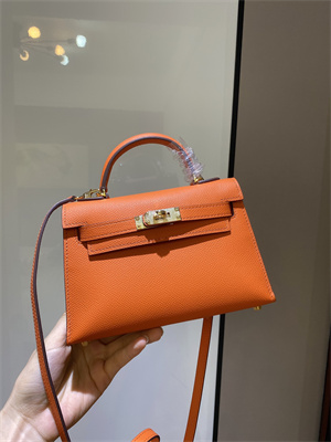 Kelly Mini II Bag Epsom Leather Gold/Silver hardware In Orange Color