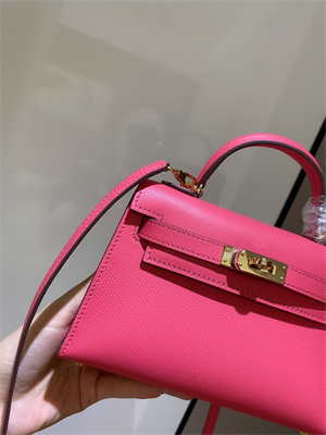 Kelly Mini II Bag Epsom Leather Gold/Silver hardware In Rose Lipsur Color