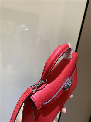 Kelly Mini II Bag Epsom Leather Gold/Silver hardware In Red Color