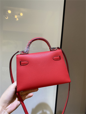 Kelly Mini II Bag Epsom Leather Gold/Silver hardware In Red Color