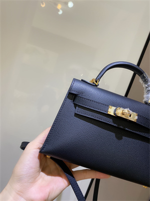Kelly Mini II Bag Epsom Leather Gold/Silver hardware In Black Color