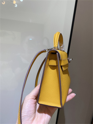 Kelly Mini II Bag Epsom Leather Gold/Silver hardware In Jaune Amber Color