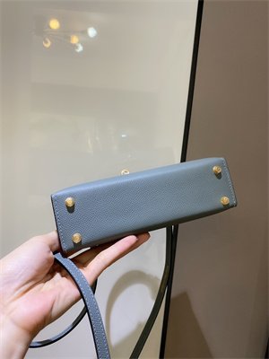 Kelly Mini II Bag Epsom Leather Gold/Silver hardware In Blue Lin Color