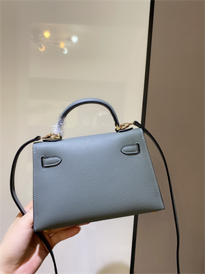 Kelly Mini II Bag Epsom Leather Gold/Silver hardware In Blue Lin Color