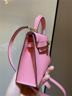 Kelly Mini II Bag Epsom Leather Gold/Silver hardware In Pink Color
