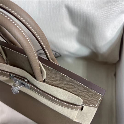 Bir.kin Sellier Bag Epsom Leather 25/30/35CM Silver Hardware In Etoupe Color HS