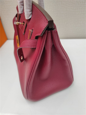 Bir.kin Bag TOGO Leather 25/30/35CM Gold/Silver Hardware In Rubis Color HS