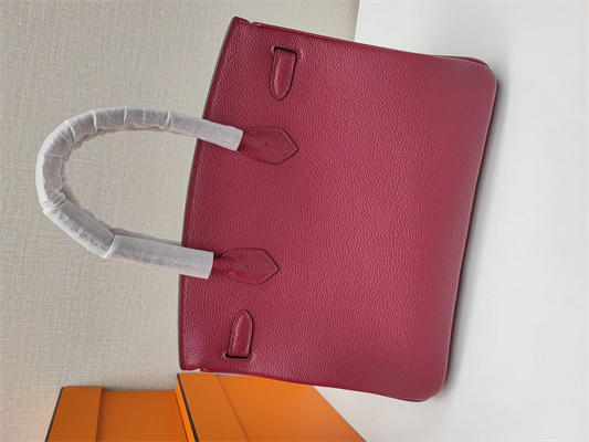 Bir.kin Bag TOGO Leather 25/30/35CM Gold/Silver Hardware In Rubis Color HS