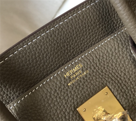 Bir.kin Bag Calfskin Leather 25/30/35CM Gold/Silver Hardware In Etoupe Color