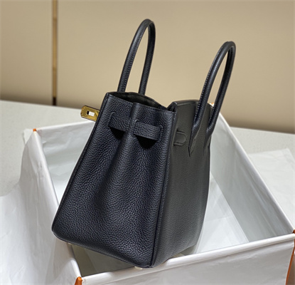 Bir.kin Bag Calfskin Leather 25/30/35CM Gold/Silver Hardware In Black Color