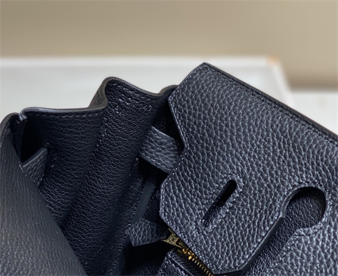 Bir.kin Bag Calfskin Leather 25/30/35CM Gold/Silver Hardware In Black Color