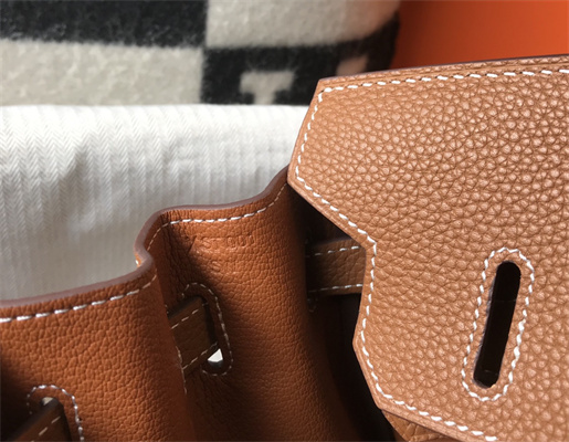 Bir.kin Bag Calfskin Leather 25/30/35CM Gold/Silver Hardware In CK37 Gold Color