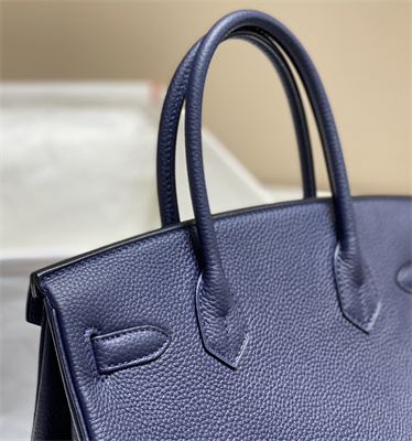 Bir.kin Bag Calfskin Leather 25/30/35CM Gold/Silver Hardware In Bleu Obscur Color