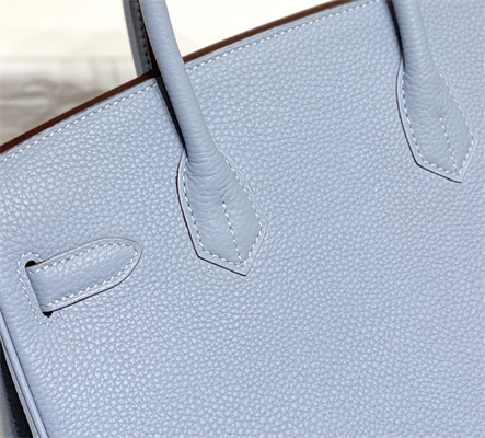 Bir.kin Bag Calfskin Leather 25/30/35CM Gold/Silver Hardware In Bleu Lin Color