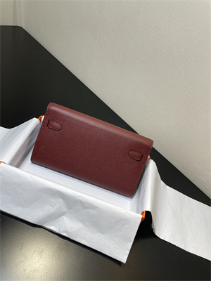 Kelly Classique To Go wallet Epsom Leather Gold Tone Metal In Bordeaux Color HS