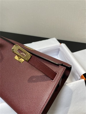 Kelly Classique To Go wallet Epsom Leather Gold Tone Metal In Bordeaux Color HS