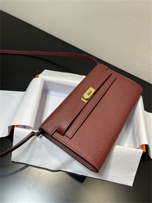 Kelly Classique To Go wallet Epsom Leather Gold Tone Metal In Bordeaux Color HS