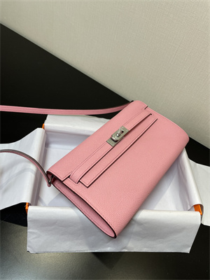 Kelly Classique To Go wallet Epsom Leather Silver Tone Metal In Rose Confetti Color HS