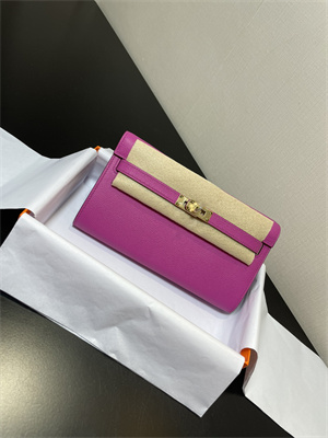 Kelly Classique To Go wallet Epsom Leather Gold Tone Metal In Magnolia Color HS