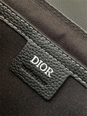Di.or Small Saddle Messenger Bag With Flap Black Grained Calfskin