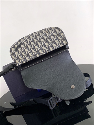 Di.or Saddle Pouch Beige and Black Oblique Jacquard and Black Grained Calfskin