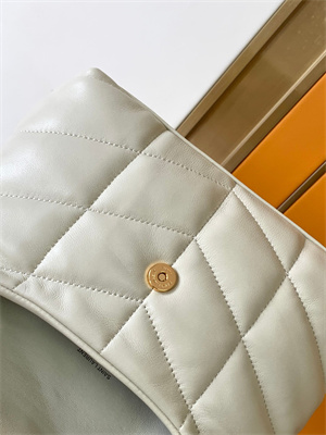 Y.S.L TOY PUFFER In Nappa Lambskin Gold Tone Metal White Color