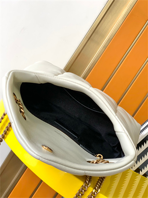 Y.S.L TOY PUFFER In Nappa Lambskin Gold Tone Metal White Color