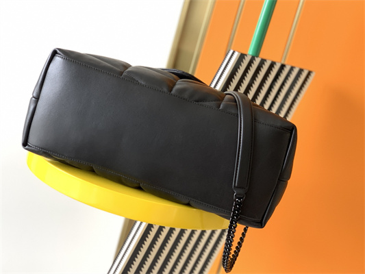 Y.S.L PUFFER MEDIUM In Nappa Lambskin Black Tone Metal Black Color