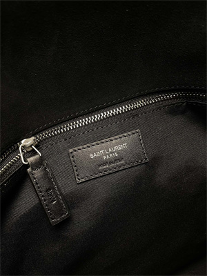 Y.S.L PUFFER MEDIUM In Suede Leather Silver Tone Metal Black Color