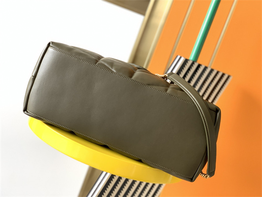 Y.S.L PUFFER MEDIUM In Nappa Lambskin Gold Tone Metal Dk Green Color