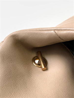 Y.S.L PUFFER MEDIUM In Nappa Lambskin Gold Tone Metal Beige Color