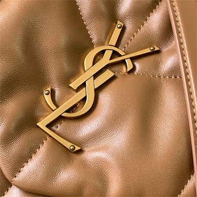 Y.S.L PUFFER MEDIUM In Nappa Lambskin Gold Tone Metal Caramel Color