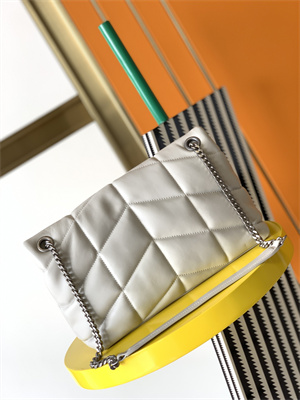 Y.S.L PUFFER SMALL In Nappa Lambskin Silver Tone Metal White Color